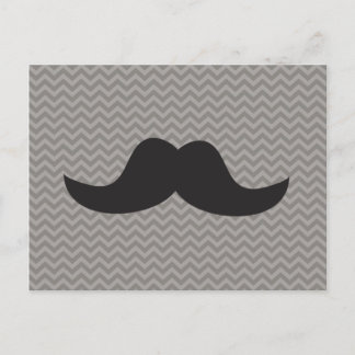 Mustache on grey chevron background postcard