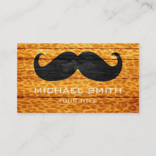 Mustache on Leopard Wood Texture #2 Business Card