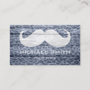 Mustache on Leopard Wood Texture #3 Business Card