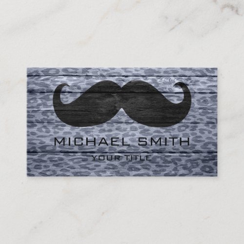 Mustache on Leopard Wood Texture 6 Business Card