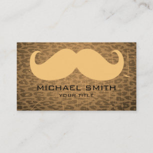 Mustache on Vintage Leopard Print Business Card