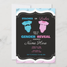 Mustache or Eyelashes Pink Blue Gender Reveal