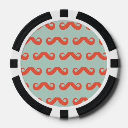 Mustache Orange Green Poker Chips