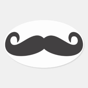 Mustache Oval Sticker