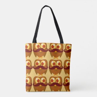 Mustache Owl Mania Tote Bag