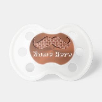 Mustache Pacifier with NAME with Copper Metallic