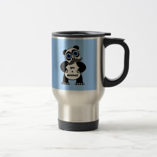 mustache panda bear travel mug