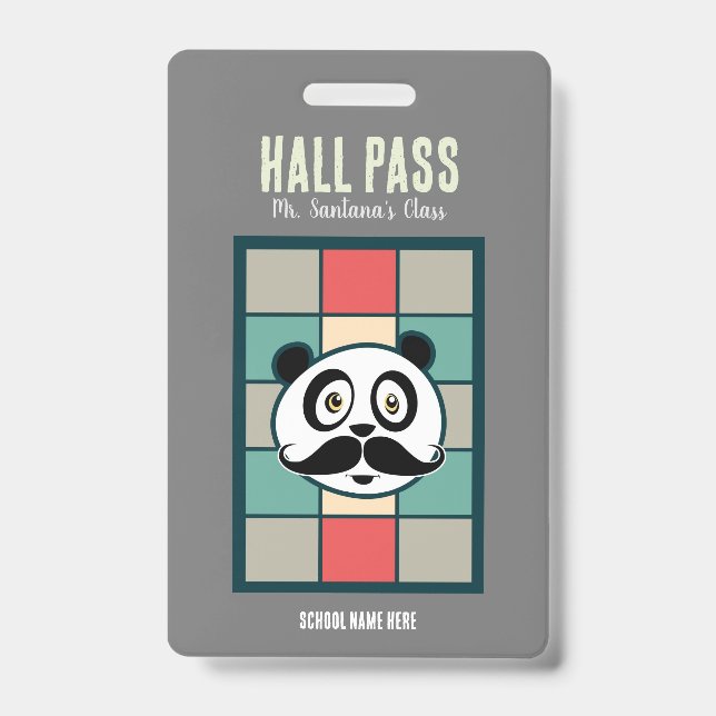 Mustache Panda Hall Pass Badge (Front)