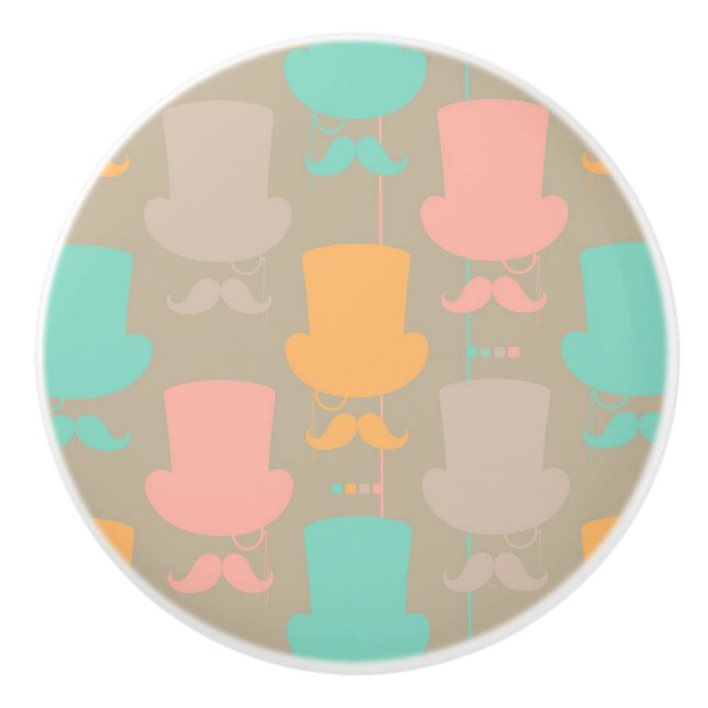 Mustache pattern 2 ceramic knob (Front)