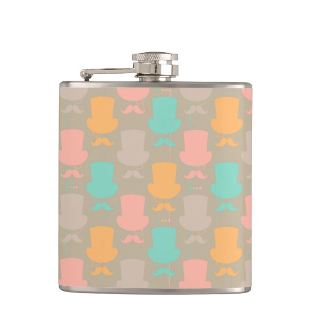 Mustache pattern 2 hip flask (Front)