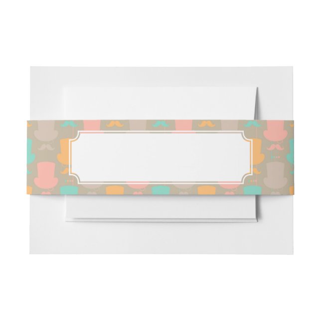 Mustache pattern 2 invitation belly band (Front Example)