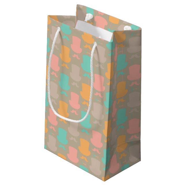 Mustache pattern 2 small gift bag (Back Angled)