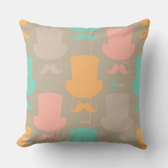 Mustache pattern 2 throw pillow (Front)