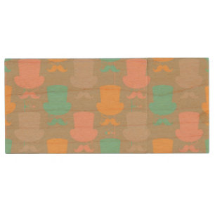 Mustache pattern 2 wood flash drive