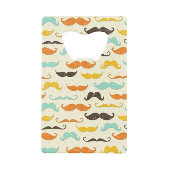 Mustache pattern 3 credit card bottle opener (Front)