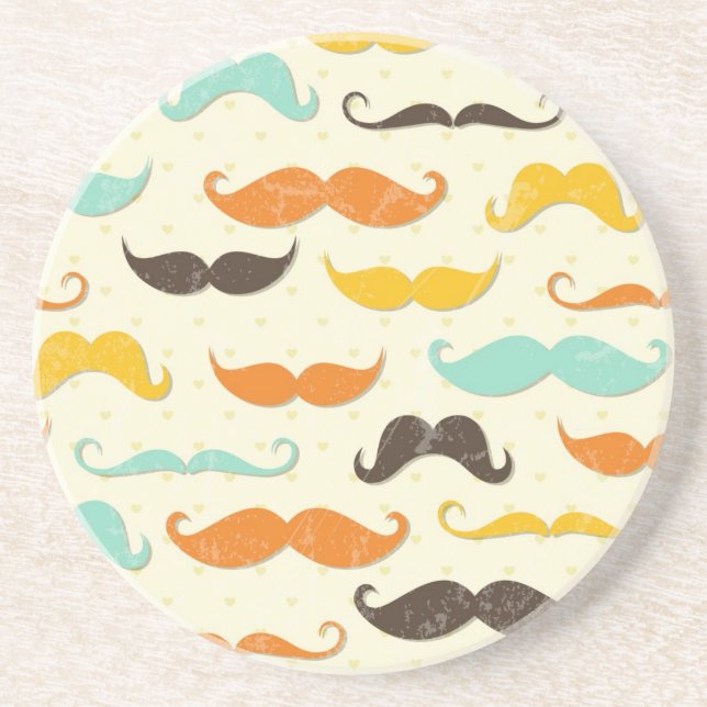 Mustache pattern 3 drink coaster (Front)