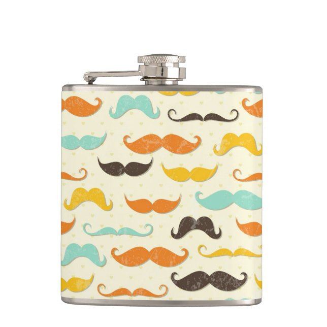 Mustache pattern 3 hip flask (Front)