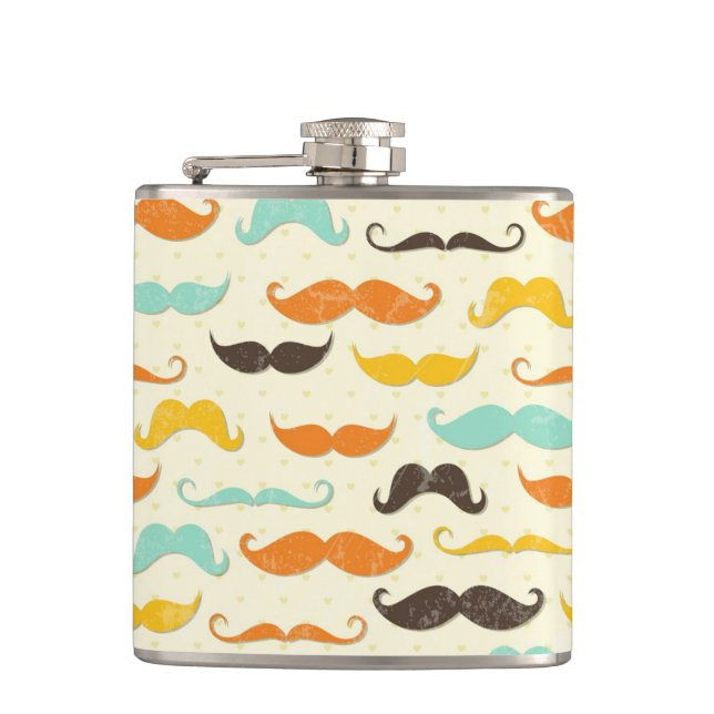 Mustache pattern 3 hip flask (Front)