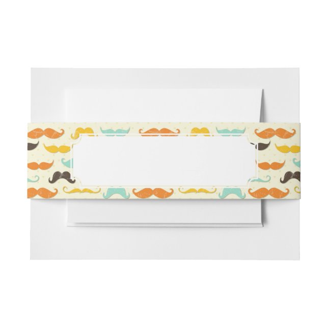 Mustache pattern 3 invitation belly band (Front Example)