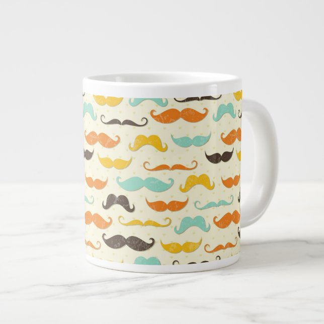 Mustache pattern 3 large coffee mug (Front Right)