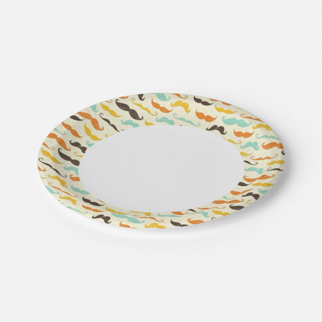 Mustache pattern 3 paper plates (Angled)