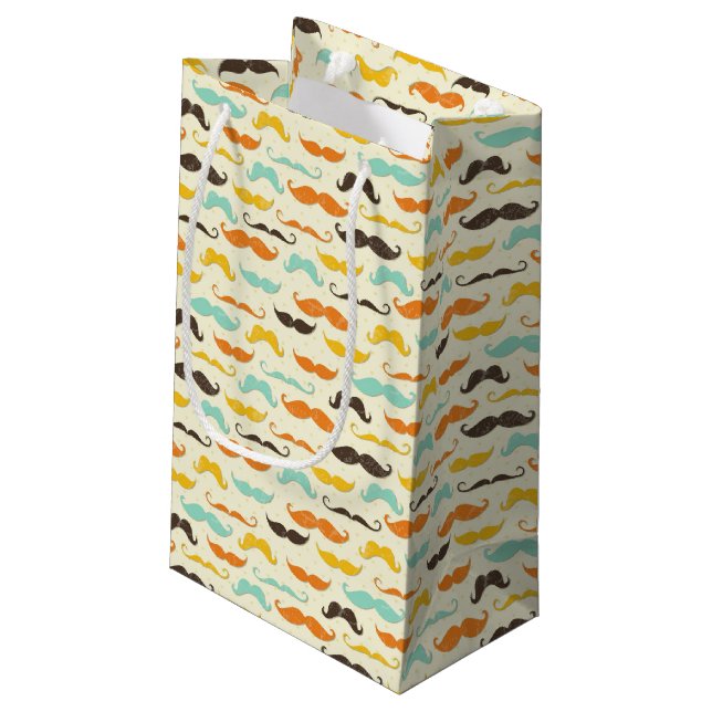 Mustache pattern 3 small gift bag (Back Angled)