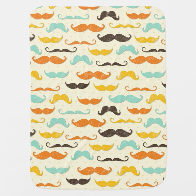 Mustache pattern 3 stroller blanket (Front)