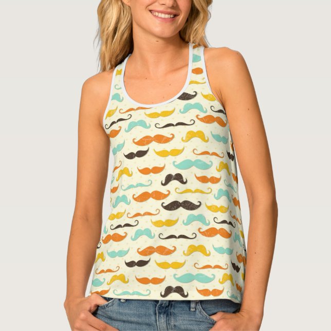 Mustache pattern 3 tank top (Front)