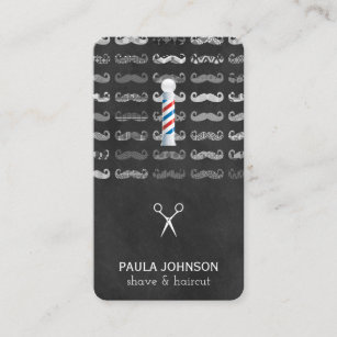 Mustache Pattern Barber Pole Business Card
