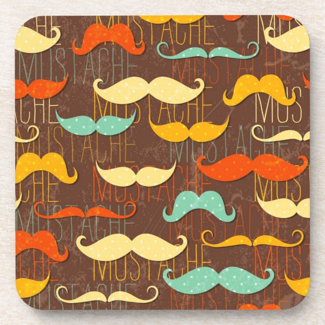 Mustache pattern beverage coaster (Front)