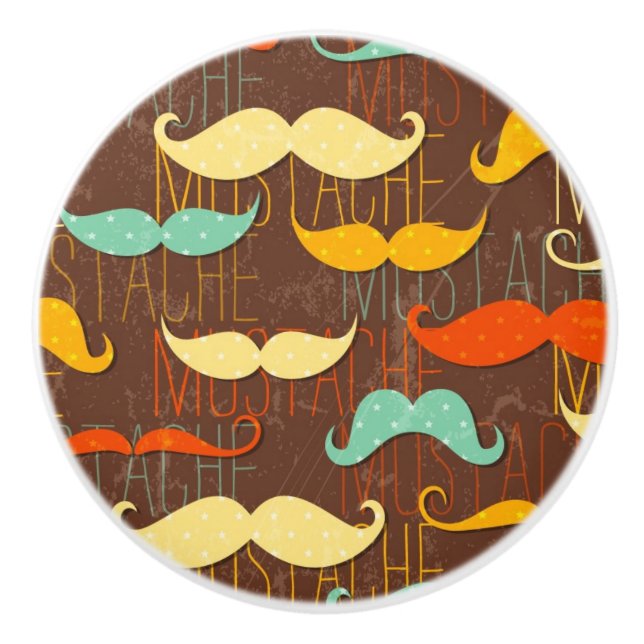 Mustache pattern ceramic knob (Front)