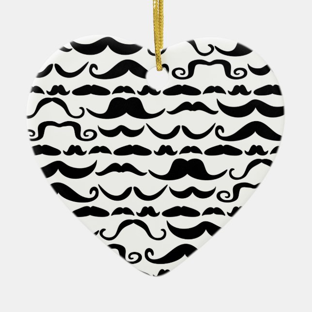 Mustache Pattern Ceramic Ornament (Front)