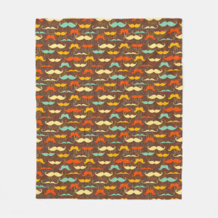 Mustache pattern fleece blanket