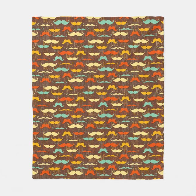Mustache pattern fleece blanket (Front)