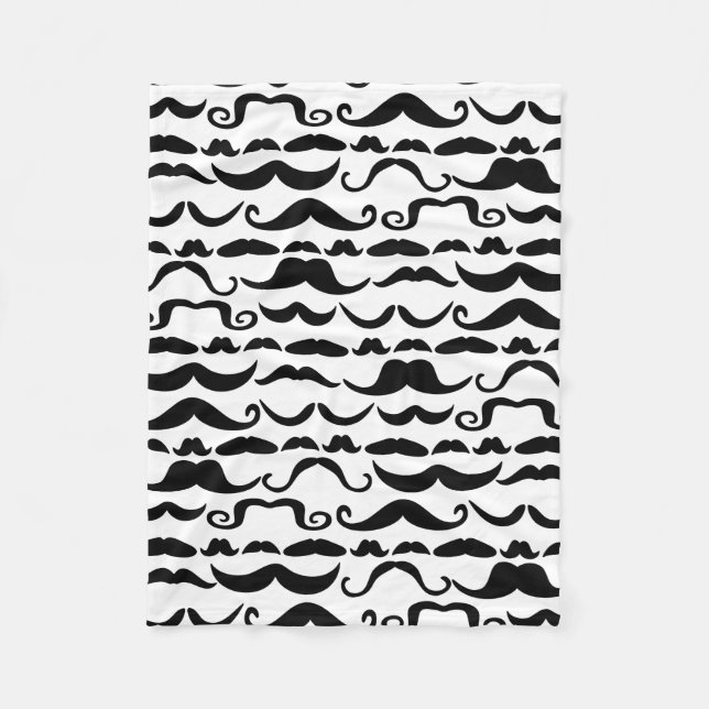 Mustache Pattern Fleece Blanket (Front)