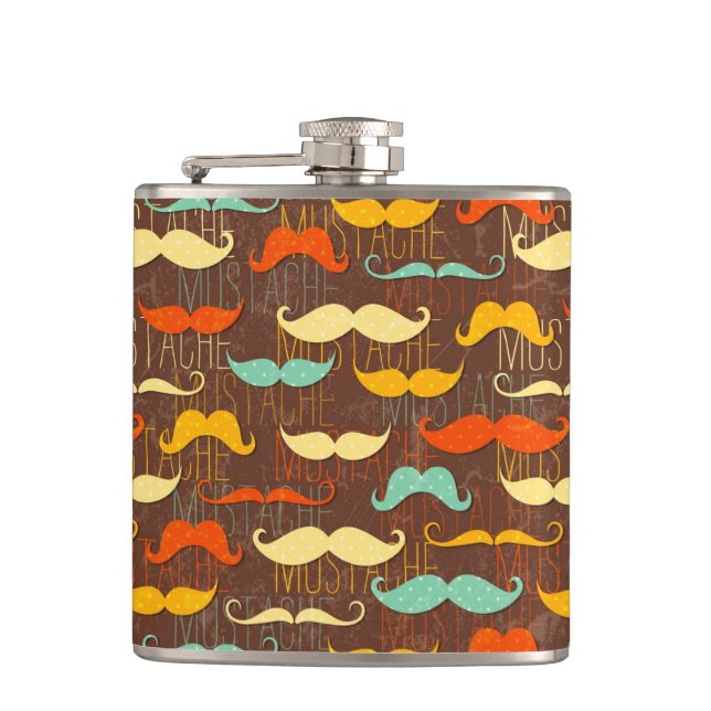 Mustache pattern hip flask (Front)