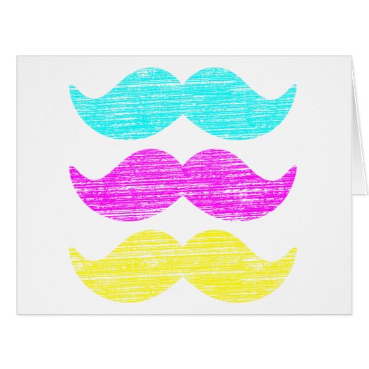 Mustache Pattern in CMY Halftone Colors Cards (Front Horizontal)