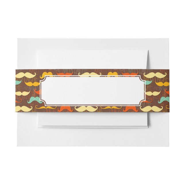 Mustache pattern invitation belly band (Front Example)