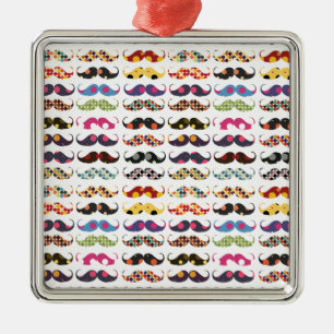 Mustache pattern is cute metal ornament