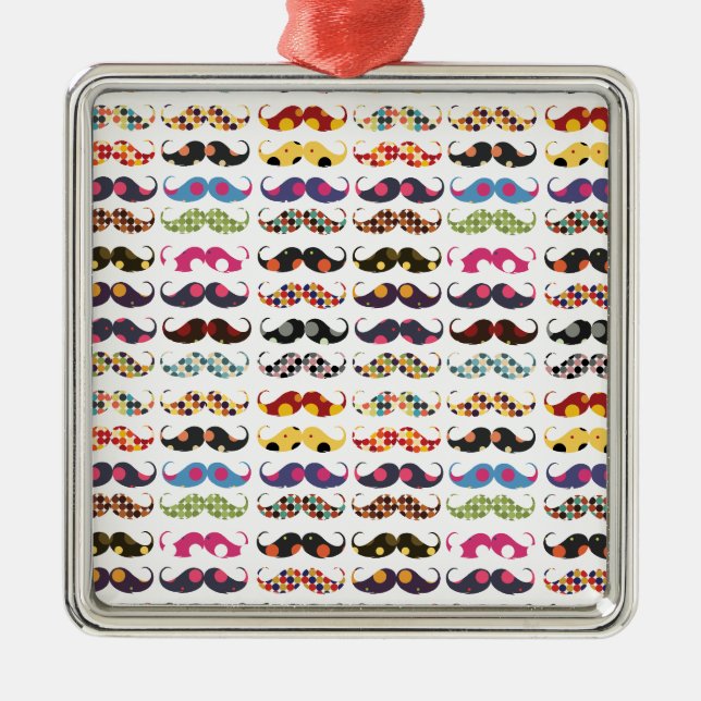 Mustache pattern is cute metal ornament (Front)