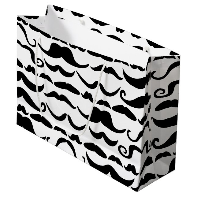 Mustache Pattern Large Gift Bag (Front Angled)