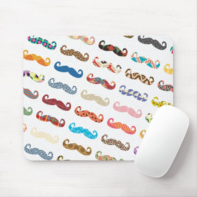 Mustache Pattern Mouse Pad (With Mouse)