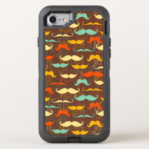 Mustache pattern OtterBox defender iPhone SE/8/7 case