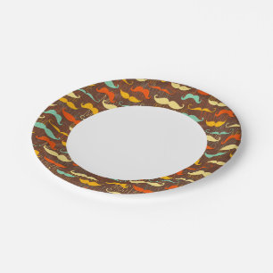 Mustache pattern paper plates