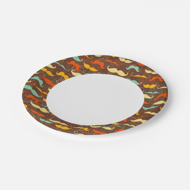 Mustache pattern paper plates (Angled)