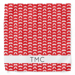 Mustache Pattern Red INITIALS Movember Fun Bandana