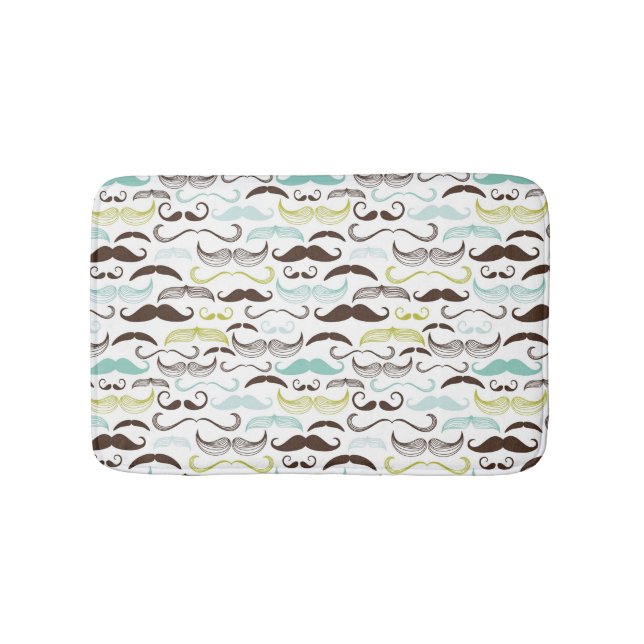 Mustache pattern, retro style 2 bath mat (Front)