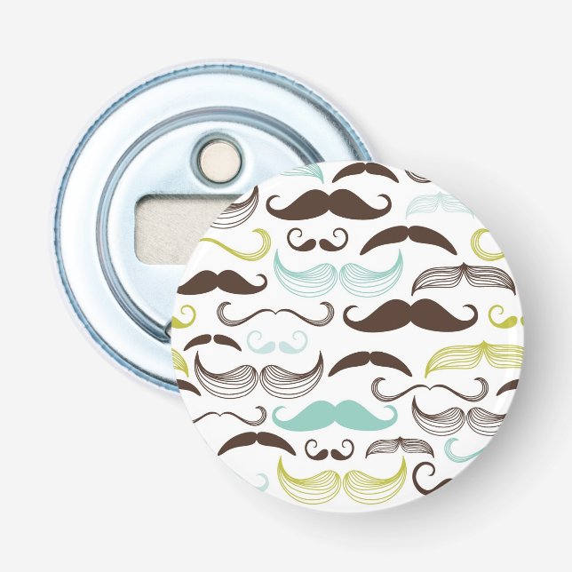 Mustache pattern, retro style 2 bottle opener (Front)