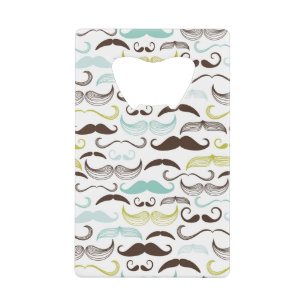 Mustache pattern, retro style 2 credit card bottle opener