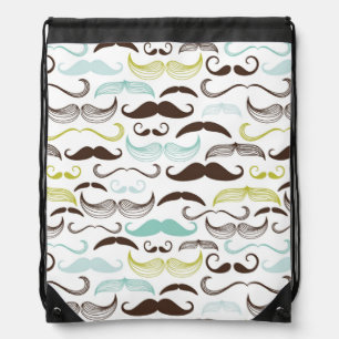 Mustache pattern, retro style 2 drawstring bag